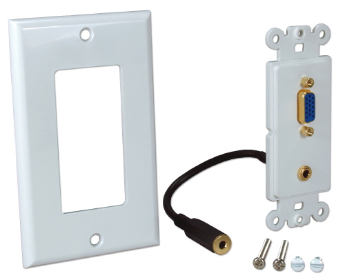 VGA / 3.5mm Stereo Audio Wall Plate (Gold Plated) - Click Image to Close